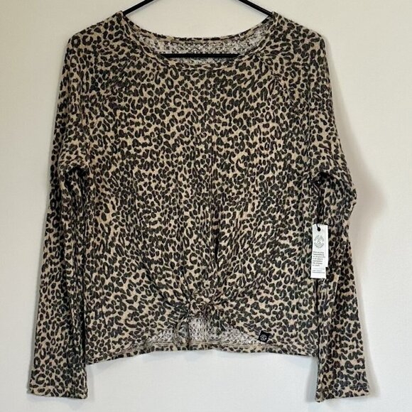 NWT Treasure & Bond Leopard Animal Print Tie Front Long Sleeve- XL - Picture 1 of 6